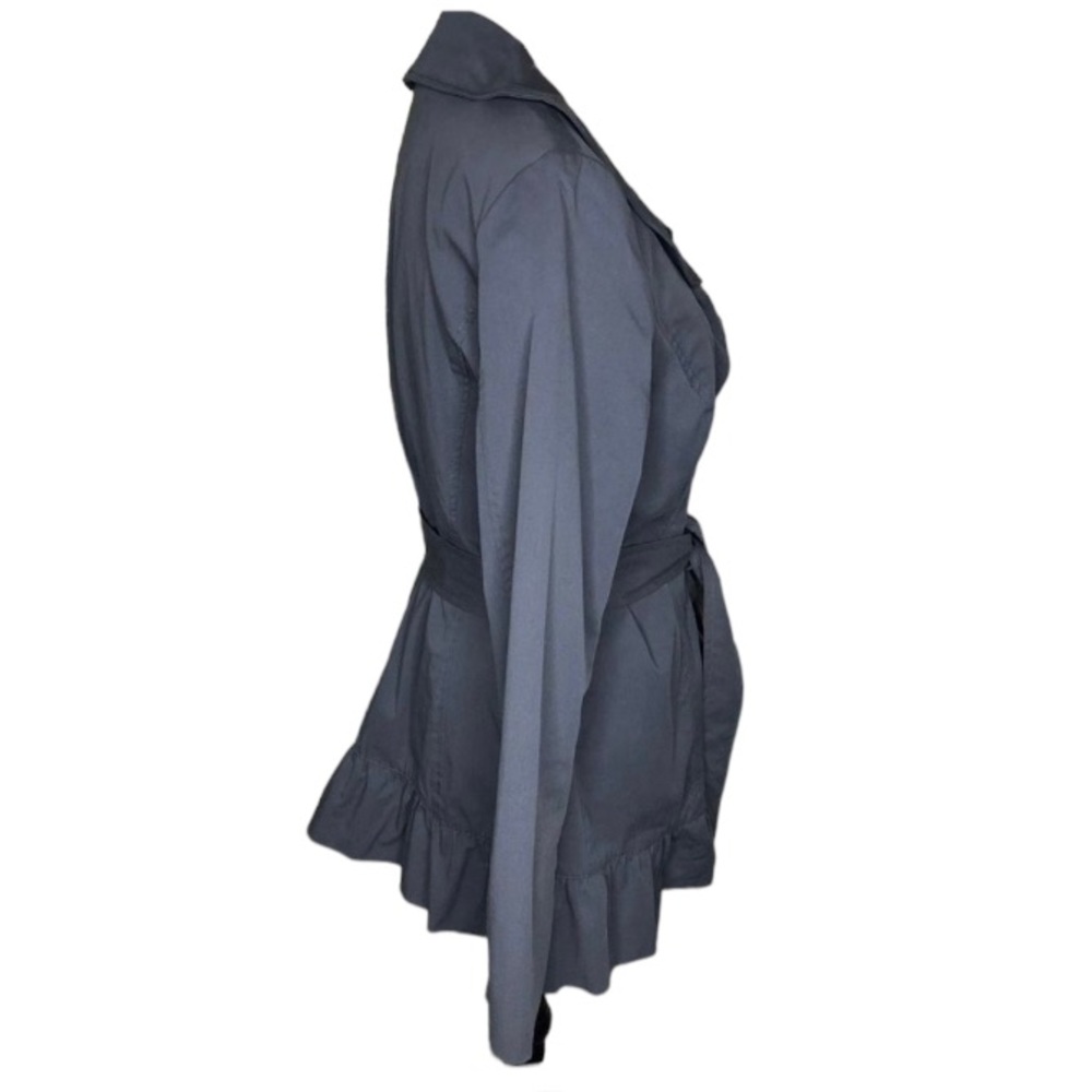 Sandro Charcoal Gray Ruffled Tie‎ Waist Jacket M - Picture 3 of 12